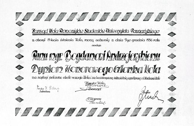 Dyplom Koła Bogdan Andrzejewski
