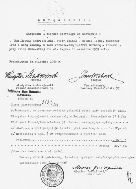 Zaręczenie dotyczące Bogdana Andrzejewskiego
