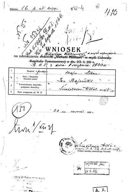 Wniosek Krzyż Walecznych Jan Bajoński
