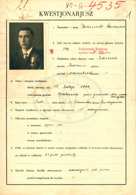 Kazimierz Baraniecki kwestionariusz