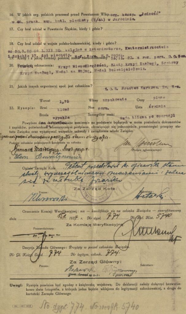 Materiały z Wojskowego Biura Historycznego - Jan Bendlewicz