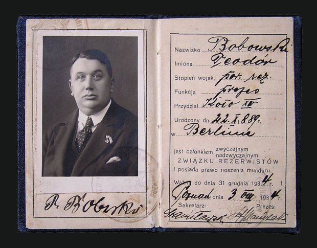 Legitymacja związku rezerwistów Teodora Bobowskiego.