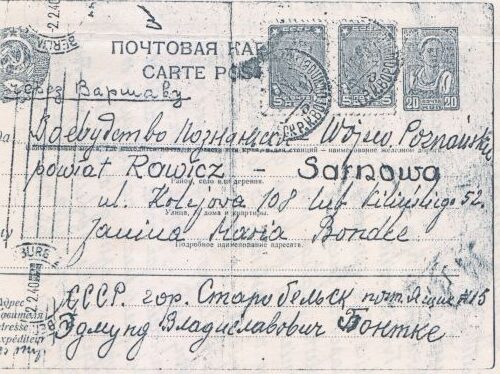 List  Edmunda Bondke z obozu w Starobielsku