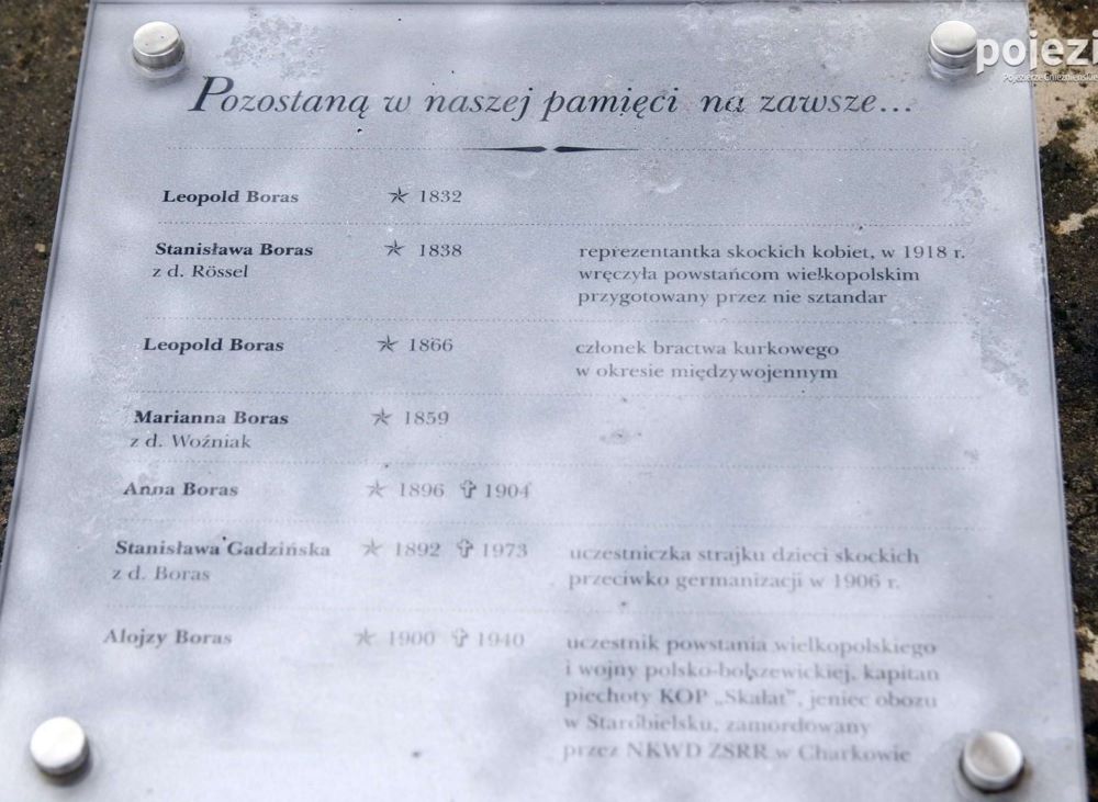 Tablica upamiętniająca członk&oacute;w rodziny Boras.
