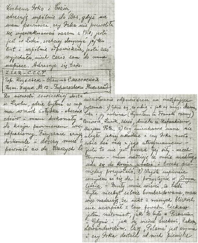 List z Kozielska od Mikołaja Borysławskiego do żony i syna.