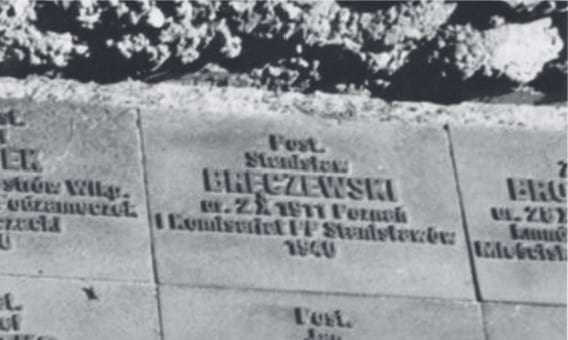 Tabliczka epitafijna Stanisława Bręczewskiego na Polskim Cmentarzu Wojennym w Miednoje 