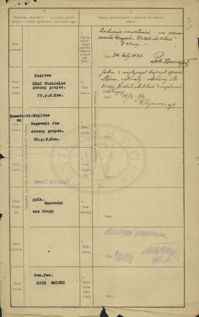 Wniosek o odznaczenie orderem Virtuti Militari Stefana Brykowicza