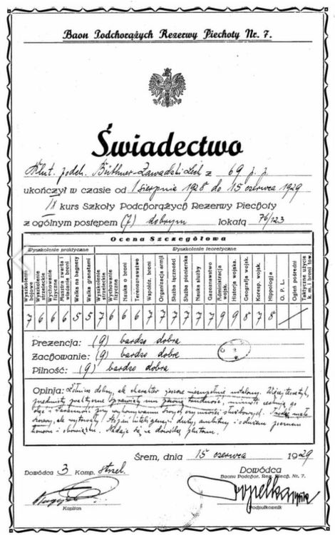 Lech B&uuml;thner-Zawadzki - świadectwo