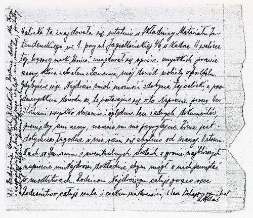 List Adama Całki z obozu w Katyniu