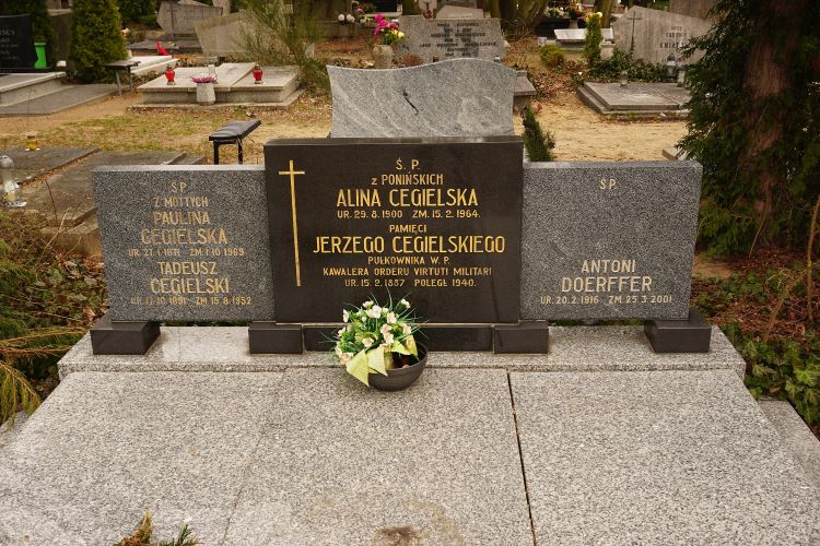 Symboliczny gr&oacute;b pułkownika Jerzego Cegielskiego na cmentarzu Junikowskim w Poznaniu. 