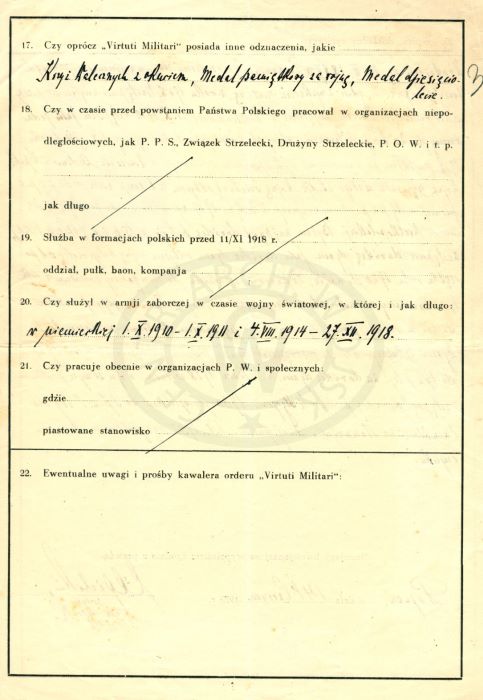Kwestionariusz Jerzego Wojciecha Cegielskiego - Wojskowe Biuro Historyczne
