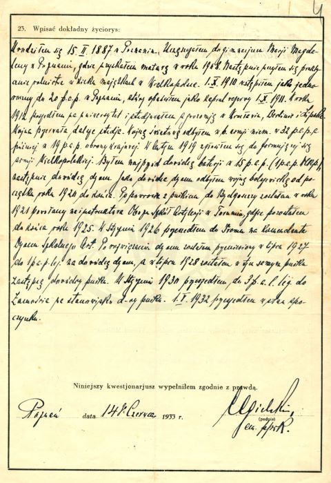 Kwestionariusz Jerzego Wojciecha Cegielskiego - Wojskowe Biuro Historyczne