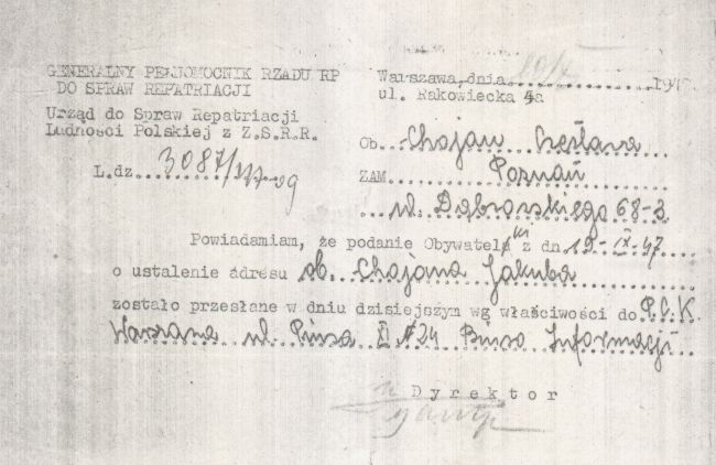 Jakub Chojan - potwierdzenie złożenia pisma do PCK