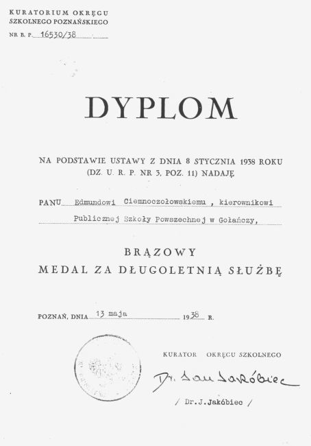 Dyplom Edmund Ciemnoczołowski