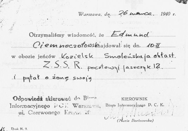 Edmund Ciemnoczołowski - informacja z PCK.