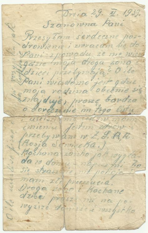 List z Ostaszkowa Mieczysława Domagalskiego.