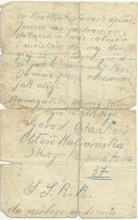 List z Ostaszkowa Mieczysława Domagalskiego.