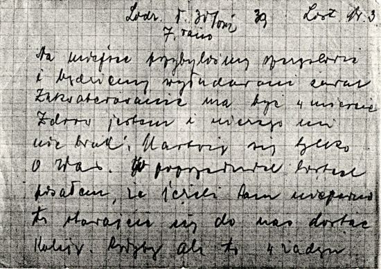 List Jana Fikusa do żony ze zgrupowania w Łodzi w sierpniu 1939 roku