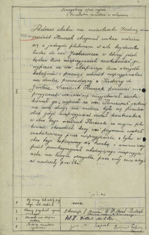 Szczeg&oacute;łowy opis czynu - Virtuti Militari - Stanisław Florczak.