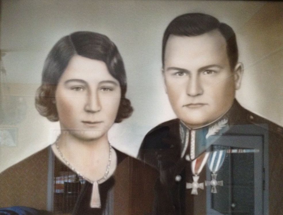 Franciszek Galemba z żoną Marianną, zdjęcie portretowe kolorowane. 