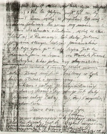 List z obozu w Kozielsku Stanisława Gidaszewskiego