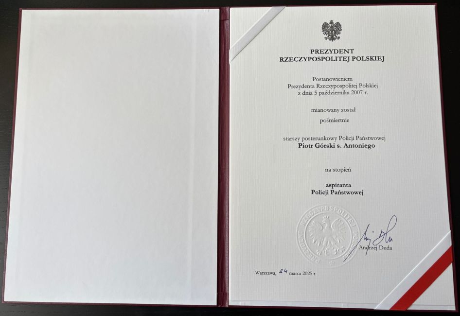 Awans pośmiertny - Piotr G&oacute;rski