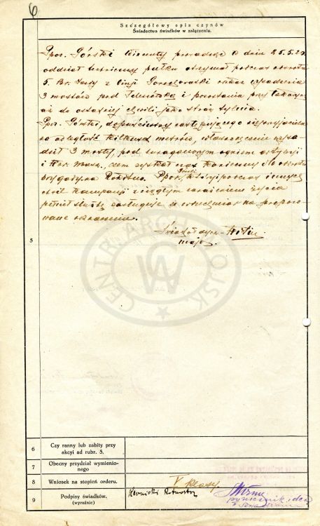 Wniosek na odznaczenie Virtuti Militari Wincenty G&oacute;rski