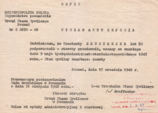 Akt zejścia - Konstanty Gruntmejer