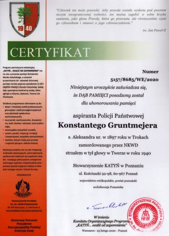 Certyfikat Katyń... Ocalić od zapomnienia - Konstantyn Gruntmejer
