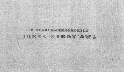 Karta Ireny Hardy - żony Włodzimierza Hardego.