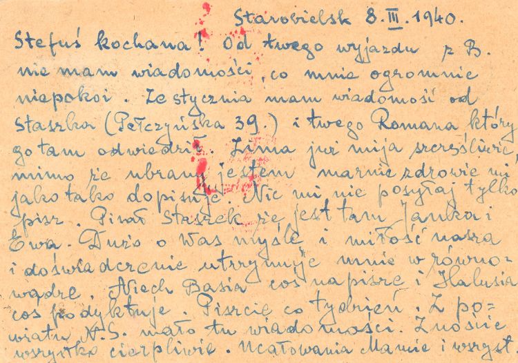 List Zygmunta Hetpera ze Starobielska (08.03.1940). 