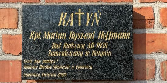 Tabliczka pamięci Marina Hoffmana w Bractwie Kurkowym