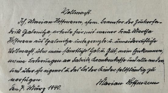 Oryginał listu - testamentu Mariana Hoffmana z obozu NKWD w Kozielsku