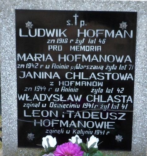 Symboliczny nagrobek braci - Leona i Tadeusza Hofmanów na cmentarzu w Kraszewicach