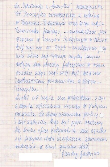 List Jadwigi Jandy, żony Franciszka Jandy, lata 90-te
