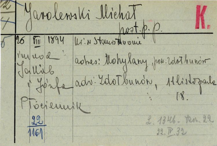 Posterunkowy Policji Państwowej Michał Jarolewski, miejsce pracy.