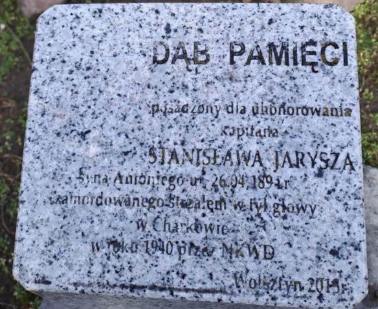 Tablica dębu pamięci Stanisława Jarysz w Wolsztynie
