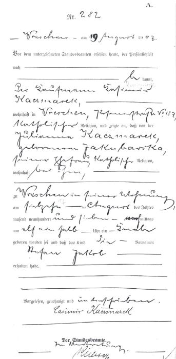 Metryka Stefana Kaczmarka