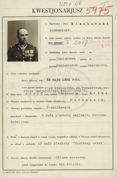 Kwestionariusz WBH Aleksandra Kiszkowskiego 