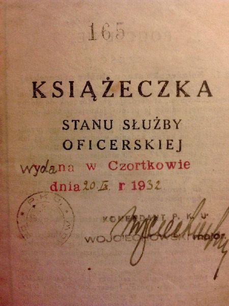 Książeczka Stanu Służby Oficerskiej podporucznika Tadeusza Kocowicza wydana w Czortkowie 20.IX.1932 roku 