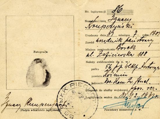 Legitymacja Ignacego Krupczyńskiego