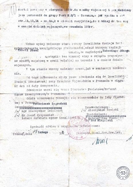 Orzeczenie w sprawie J&oacute;zefa Kubskiego 2