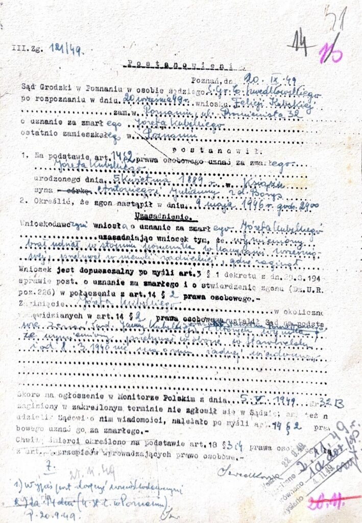 Postanowienie Sądu w sprawie J&oacute;zefa Kubskiego