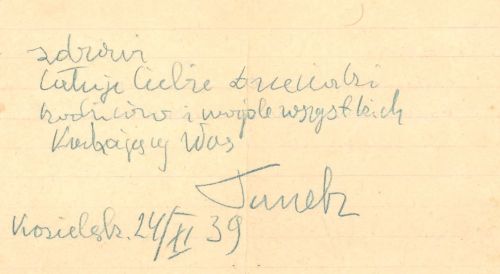 List ze Kozielska do rodziny od Tomasza Machcińskiego.