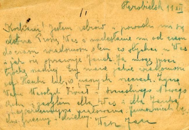 List Jana Madziary do rodziny z obozu w Starobielsku.