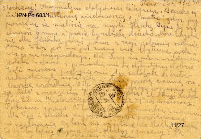 List ze Starobielska od Jana Madziary z dnia 11 stycznia 1940 roku.