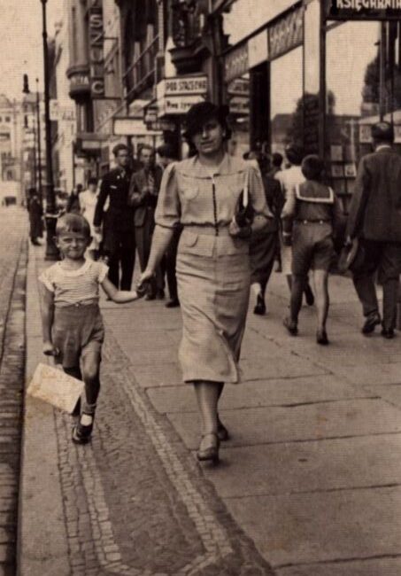 Joanna Madziara żona Jana Madziary z synem w Poznaniu 1938 rok