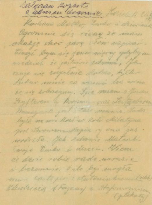 List z obozu w Kozielsku od J&oacute;żefa Mańczaka