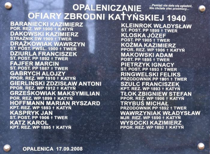 Opaleniczanie - Ofiary Zbrodni Katyńskiej 1940