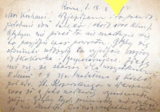 Kartka Bolesława Łuczaka.
